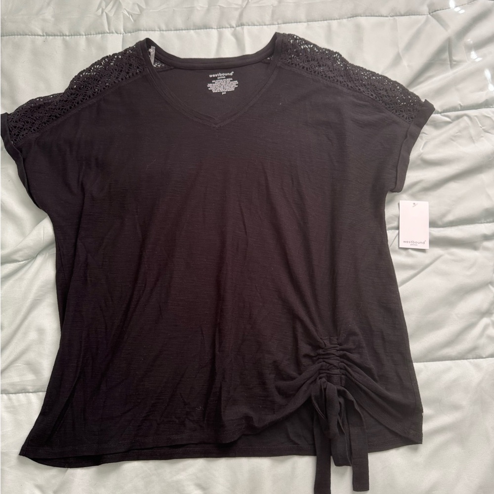 Women's Black Top with Lace Detail